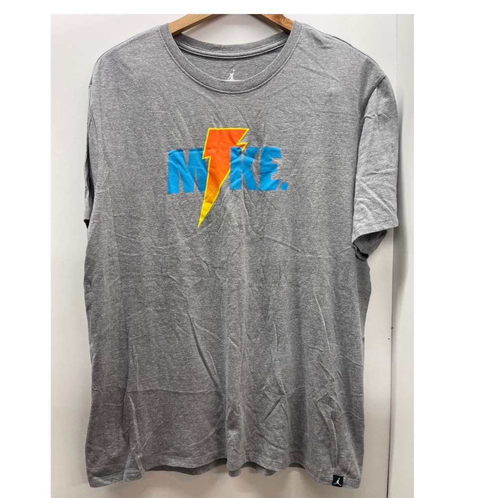 Air Jordan Mens Like Mike Gatorade Lightning Bolt Graphic T-Shirt Gray XL